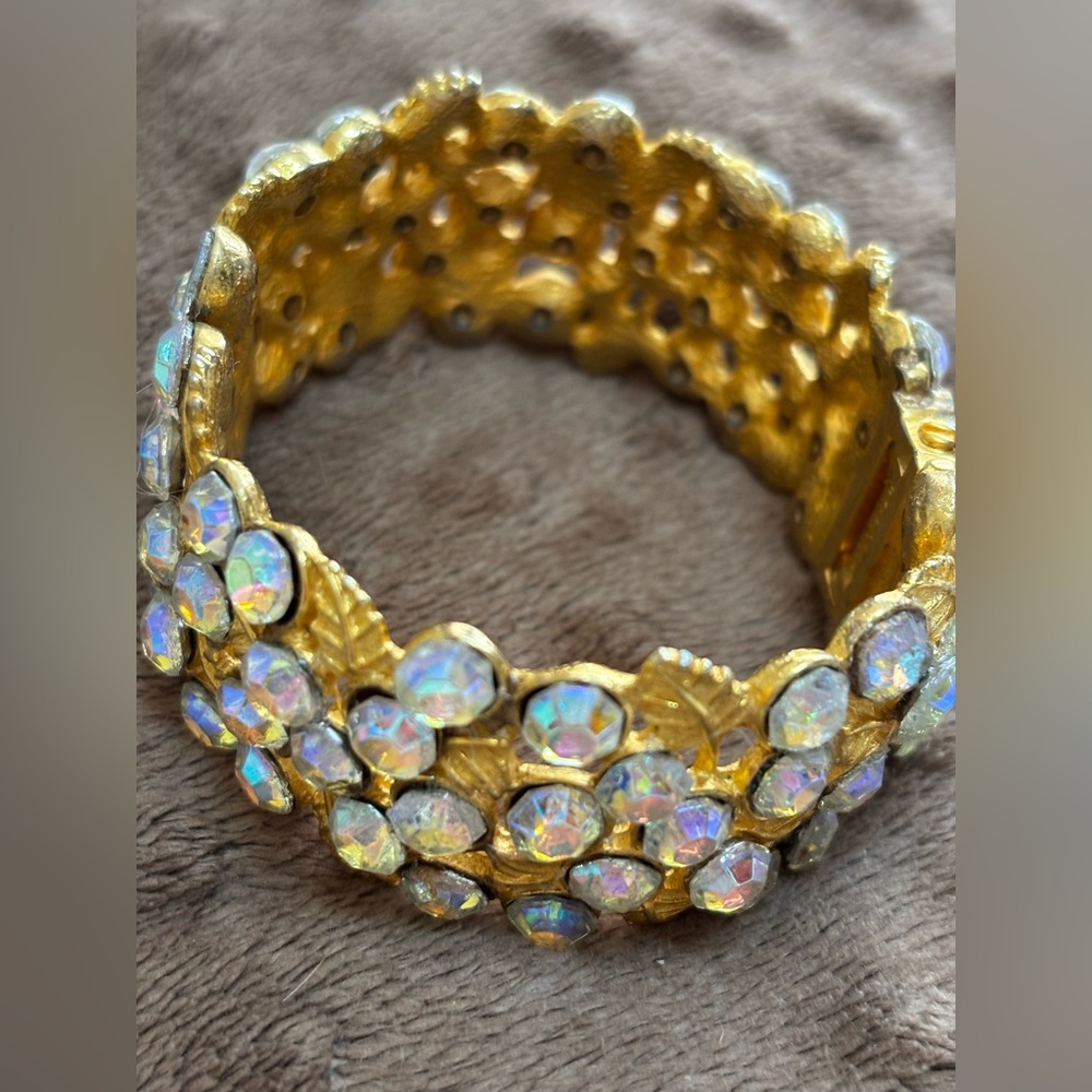 AB Gold and Iridescent Clamper Bracelet